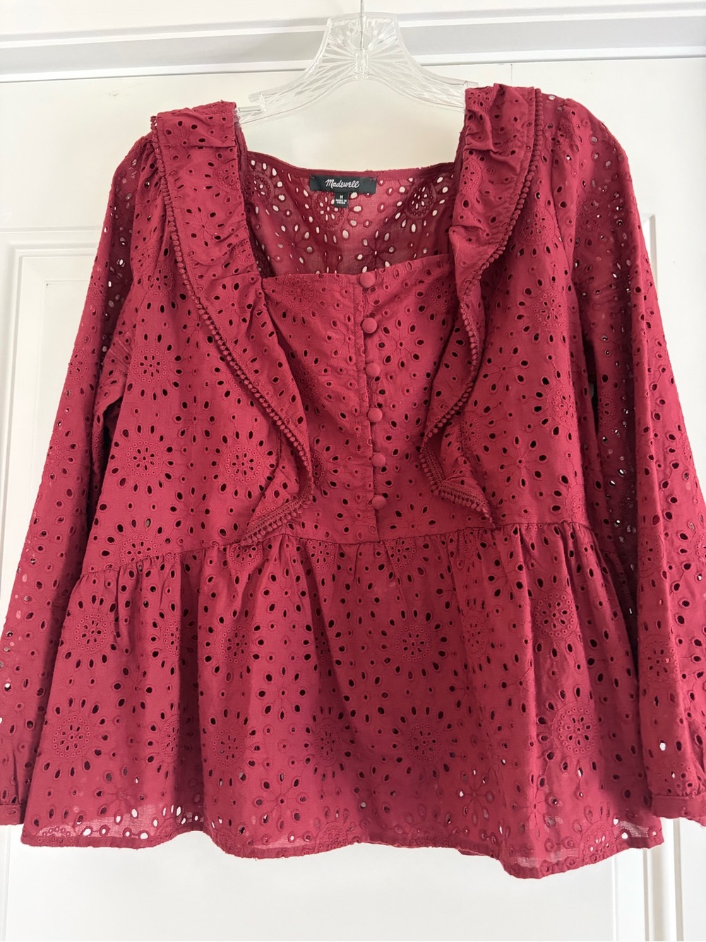 Madewell Eyelet Ruffle Peplum Blouse